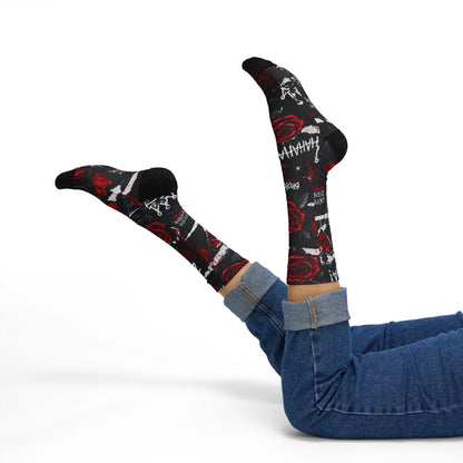 Bas Rose Interdite – Chaussettes Sublimées Unisexes