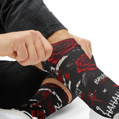 Bas Rose Interdite – Chaussettes Sublimées Unisexes