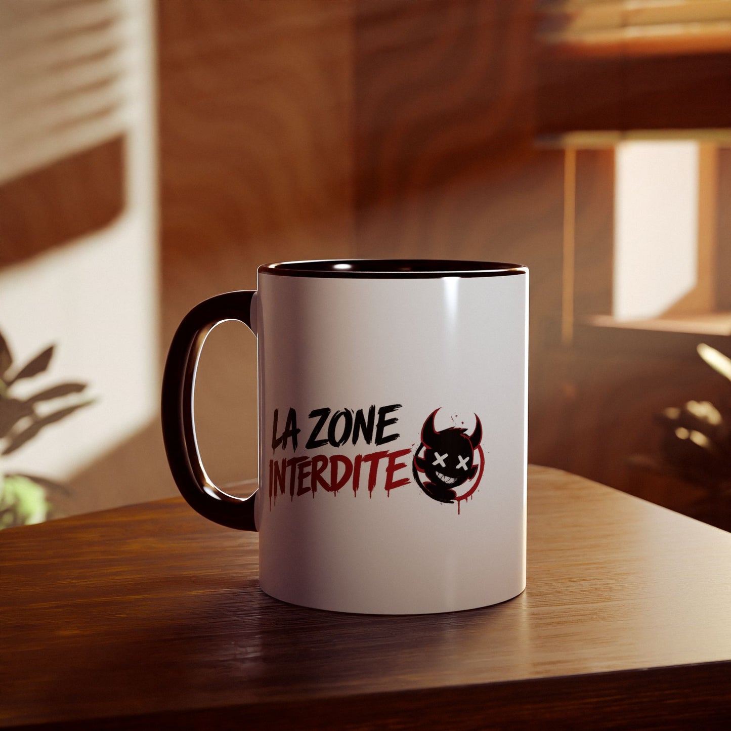 Tasse à Café La Zone Interdite Emoji Jamais Sans Mon Café – 11oz Rouge ou Noir