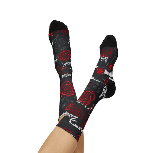 Bas Rose Interdite – Chaussettes Sublimées Unisexes