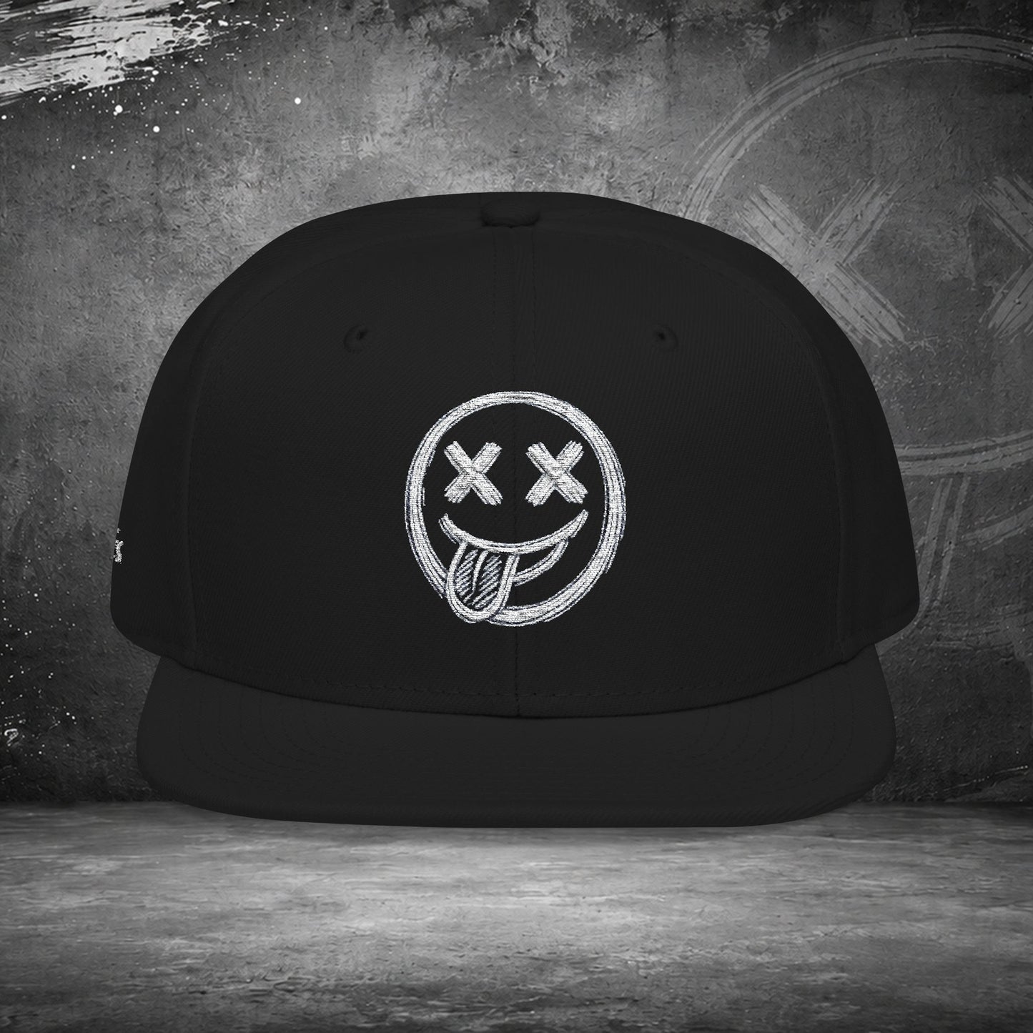 Casquette Snapback Brodé Mal Commodes — Noir Emoji Officiel Blanc Brodé