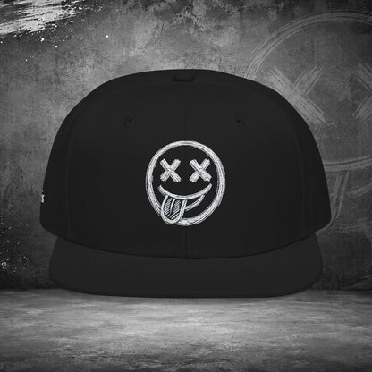 Casquette Snapback Brodé Mal Commodes — Noir Emoji Officiel Blanc Brodé