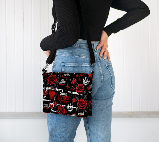 Sac bandoulière en cuir végane Rose Interdite