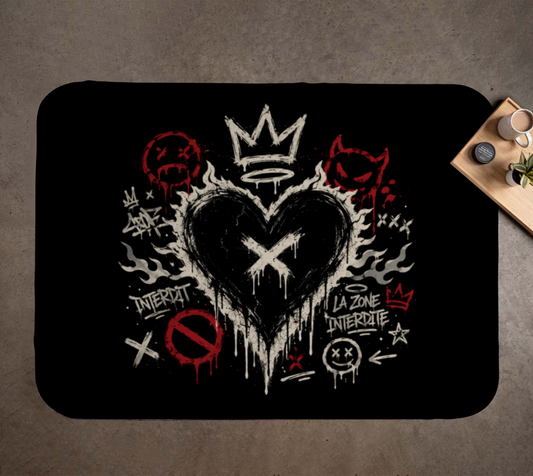 Couverture Minky Cœur Noir