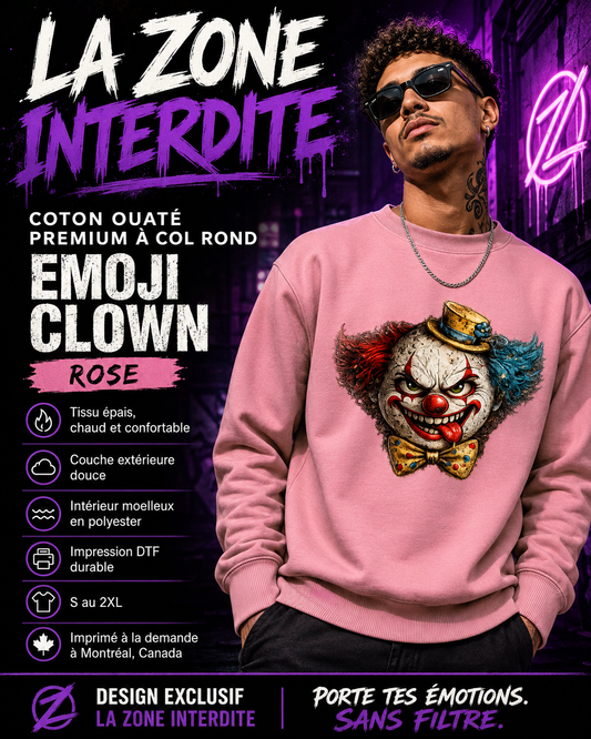 Coton ouaté à col rond Emoji Clown