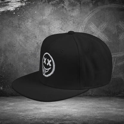 Casquette Snapback Brodé Mal Commodes — Noir Emoji Officiel Blanc Brodé