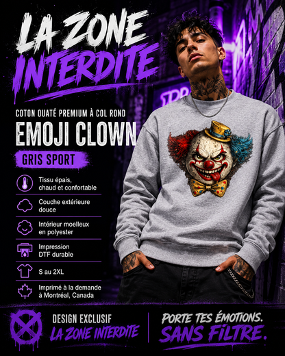 Coton ouaté à col rond Emoji Clown