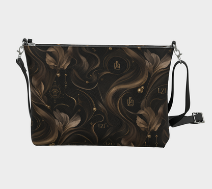 Sac bandoulière en cuir végane LZI Ébène