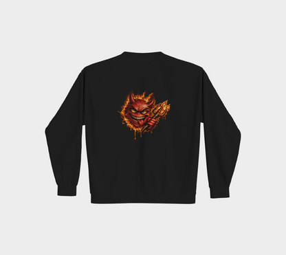 Coton ouaté à col rond Emoji Démon rouge