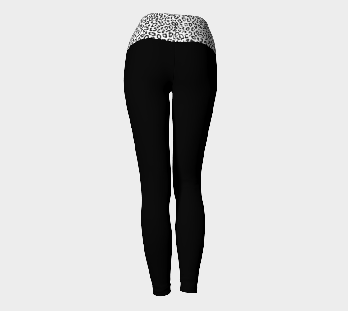 Leggings Yoga Noir/Léopard Blanc