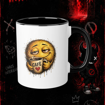 Tasse à Café La Zone Interdite Emoji Jamais Sans Mon Café – 11oz Rouge ou Noir