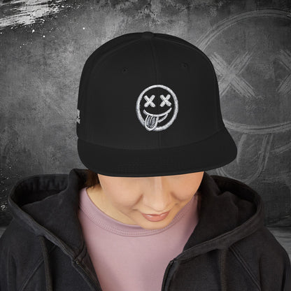Casquette Snapback Brodé Mal Commodes — Noir Emoji Officiel Blanc Brodé
