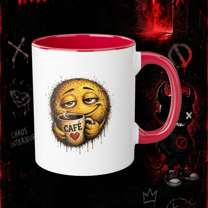 Tasse à Café La Zone Interdite Emoji Jamais Sans Mon Café – 11oz Rouge ou Noir