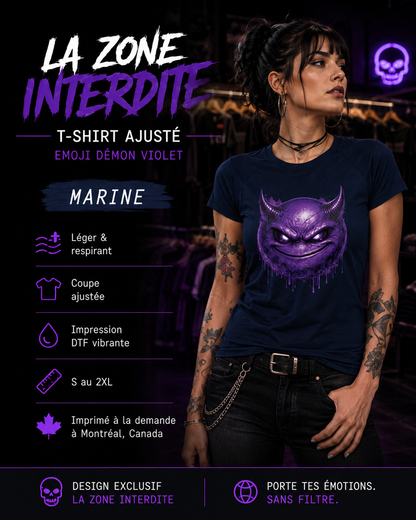 T-Shirt Ajusté - Emoji Démon violet
