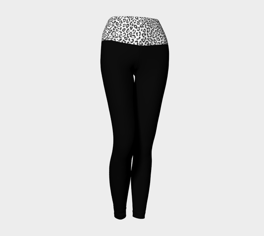 Leggings Yoga Noir/Léopard Blanc