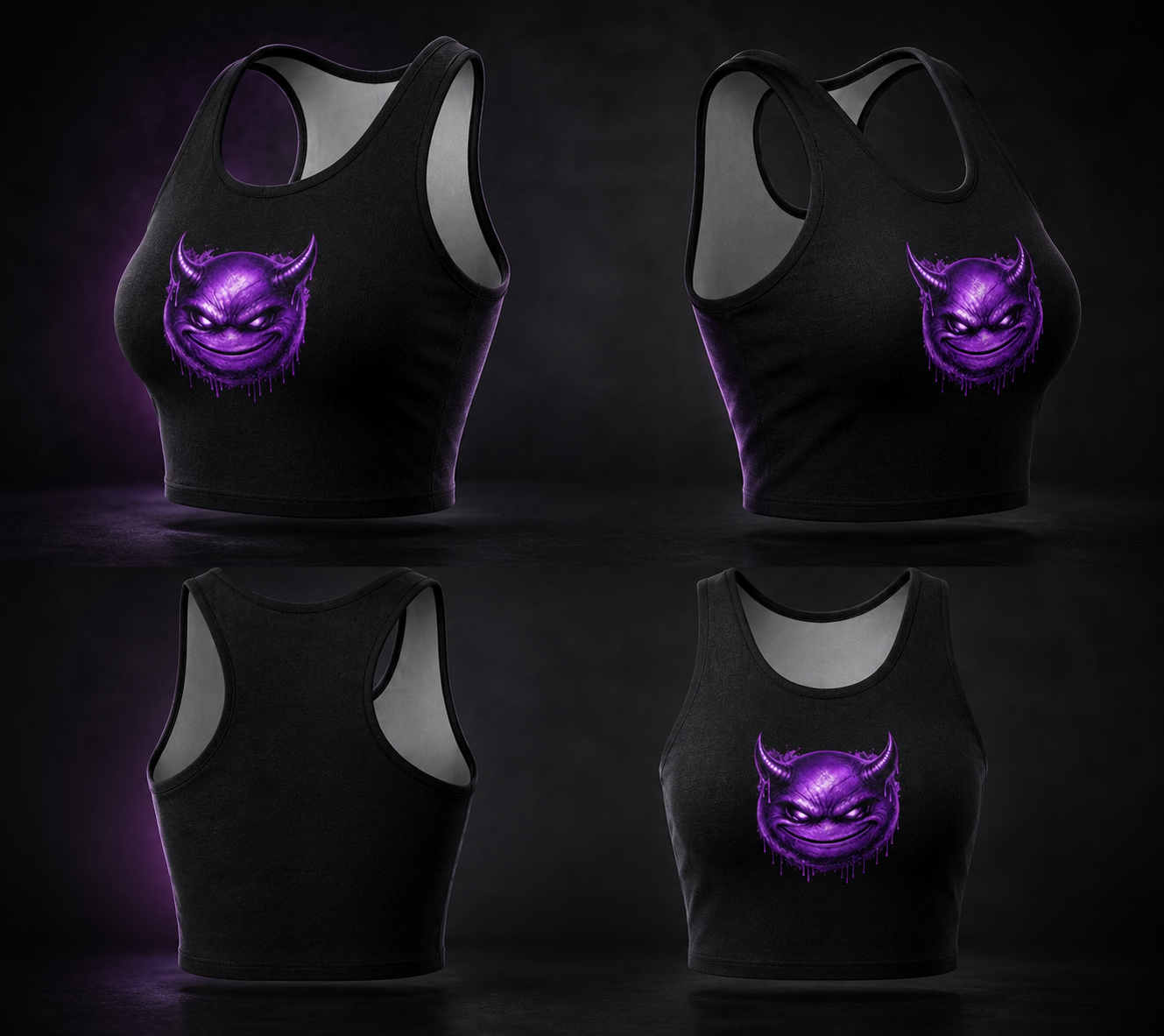 Top court de sport - Emoji Démon mauve