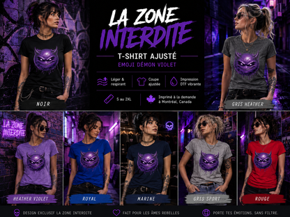 T-Shirt Ajusté - Emoji Démon violet