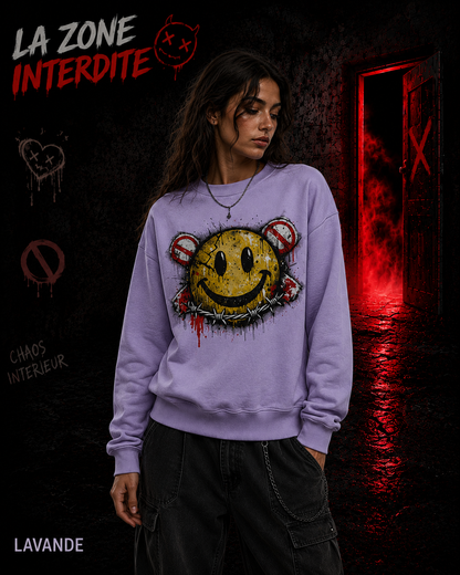 Coton ouaté à col rond Emoji Sourire Interdit