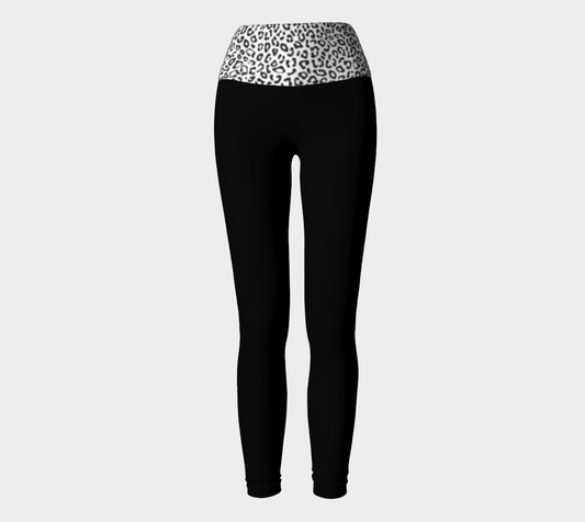 Leggings Yoga Noir/Léopard Blanc