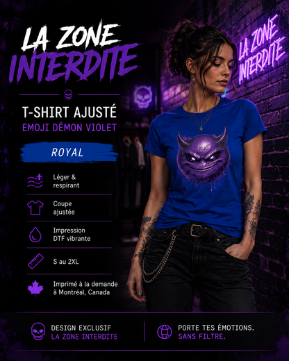 T-Shirt Ajusté - Emoji Démon violet